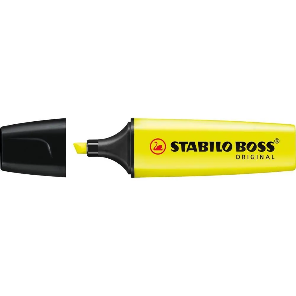 CANETA MARCA TEXTO STABILO BOSS AMARELA - CAIXA C/ 10