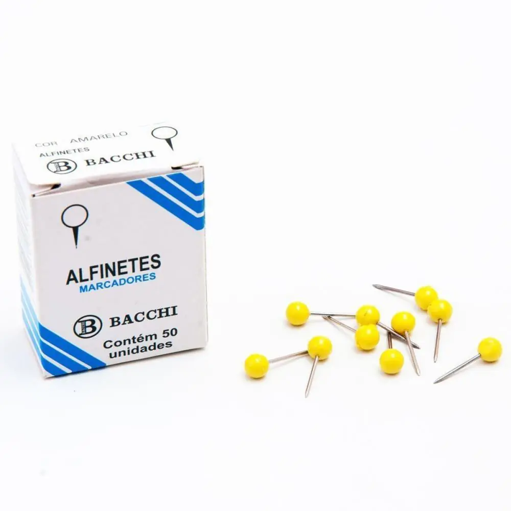 ALFINETE MAPA AMARELO CX.C/50PCS - PACOTE C/ 10