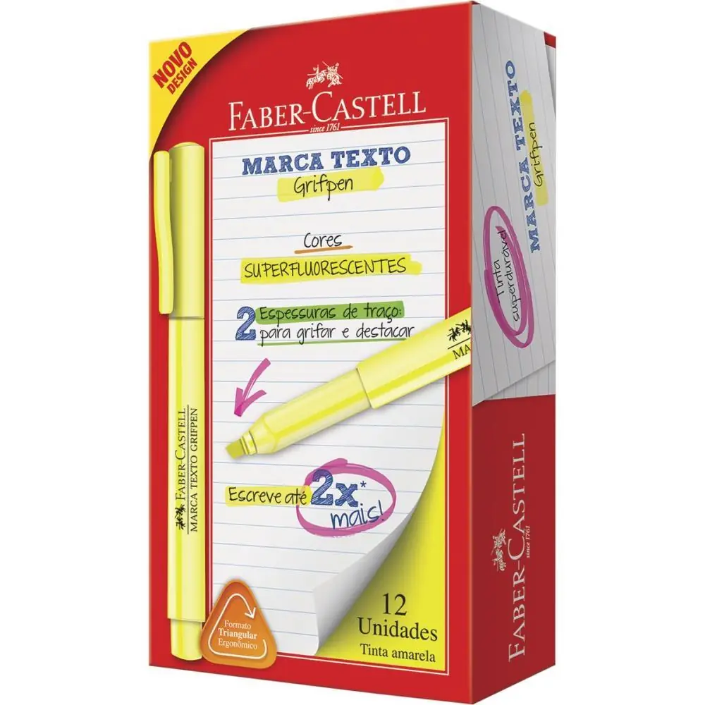 CANETA MARCA TEXTO GRIFPEN AMARELA - CAIXA C/ 12 — foto 1 de 2