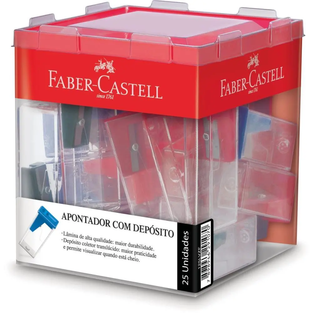 APONTADOR COM DEPOSITO TRANSPARENTE COLOR GRANDE - DISPLAY C/ 25 — foto 1 de 2