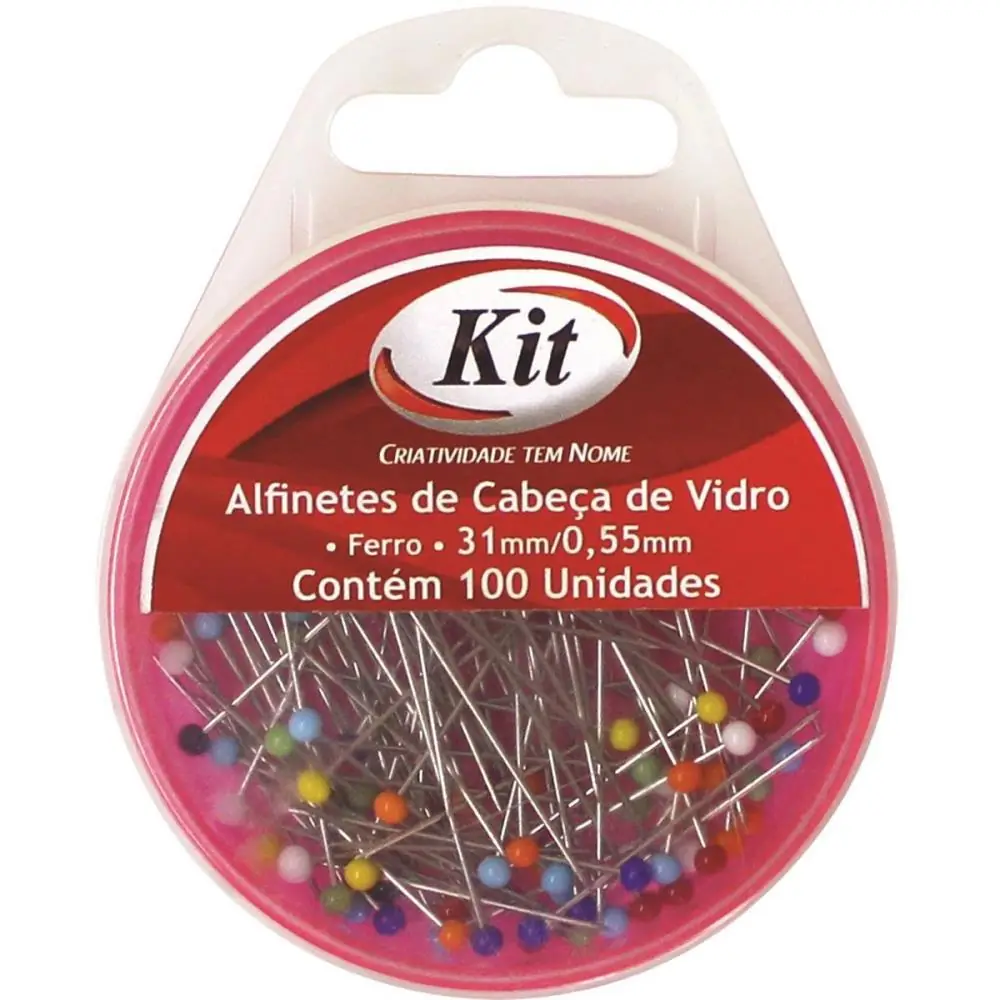 ALFINETE COSTURA CABECA DE VIDRO 31MMX0.55MM - CAIXA C/ 100