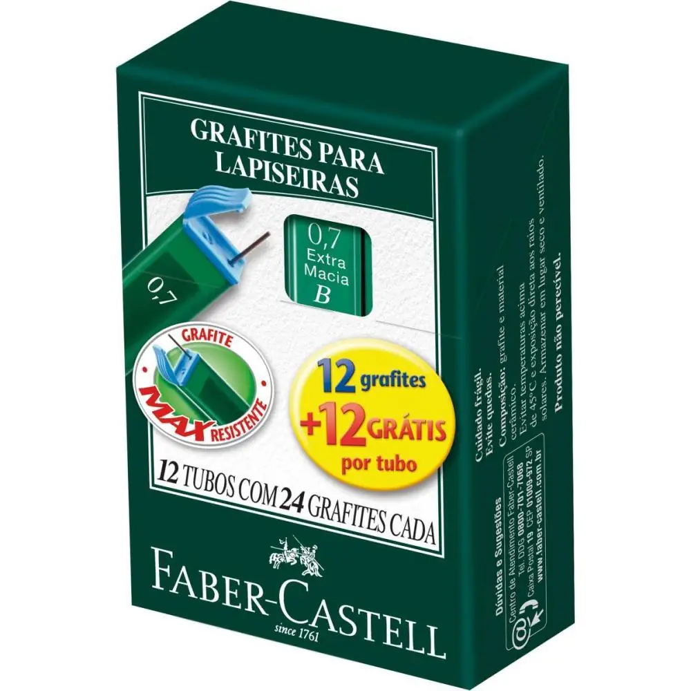 GRAFITE 0.7MM POLYMER B 12TB X 24MN - CAIXA C/ 12