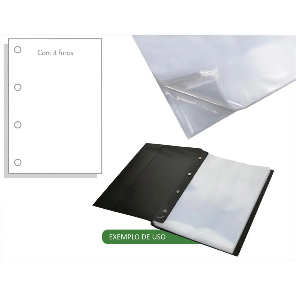 ENVELOPE PLASTICO A4 4FUROS MEDIO 0,12 230X310MM - PACOTE C/ 100