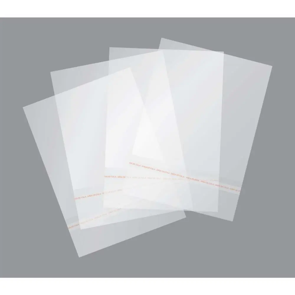 SACO ADESIVADO TRANSPARENTE 15X21CM+3CM ABA - PACOTE C/ 100