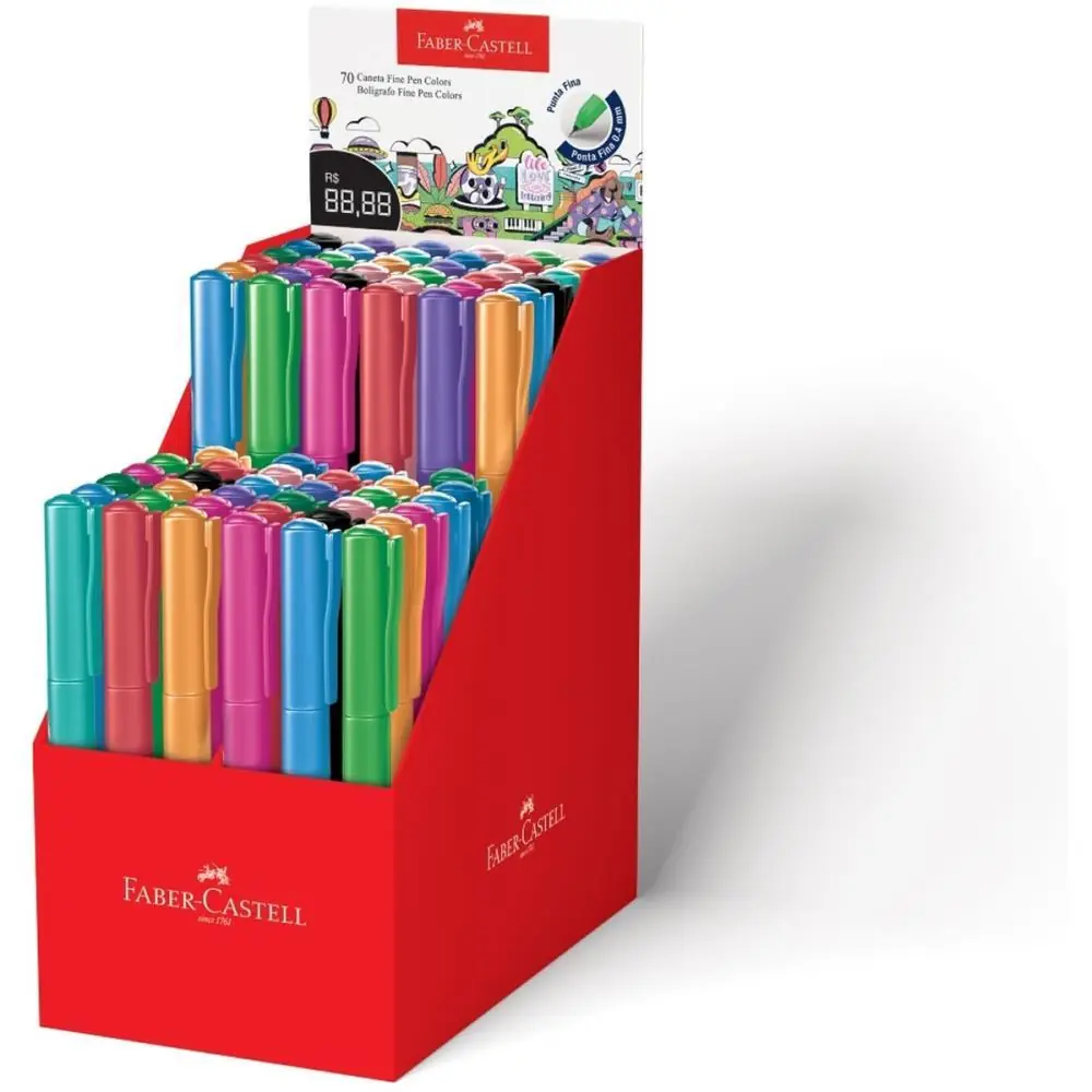 CANETA COM PONTA POROSA FINE PEN COLORS CORES SORTIDAS - DISPLAY C/ 70 — foto 1 de 2