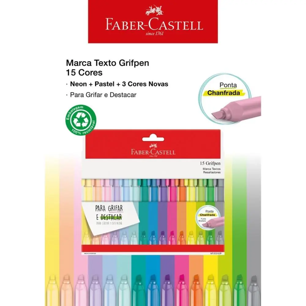 CANETA MARCA TEXTO GRIFPEN 15CORES - PACOTE C/ 5 — foto 1 de 2
