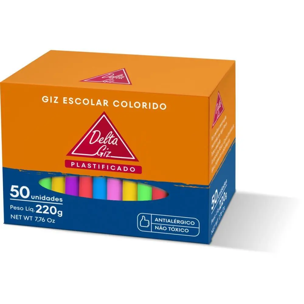 GIZ ESCOLAR PLASTIFICADO COLOR CX.C/50UND.