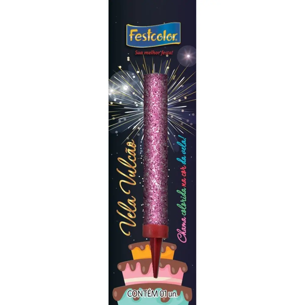 VELA PARA ANIVERSARIO VULCAO ROSA