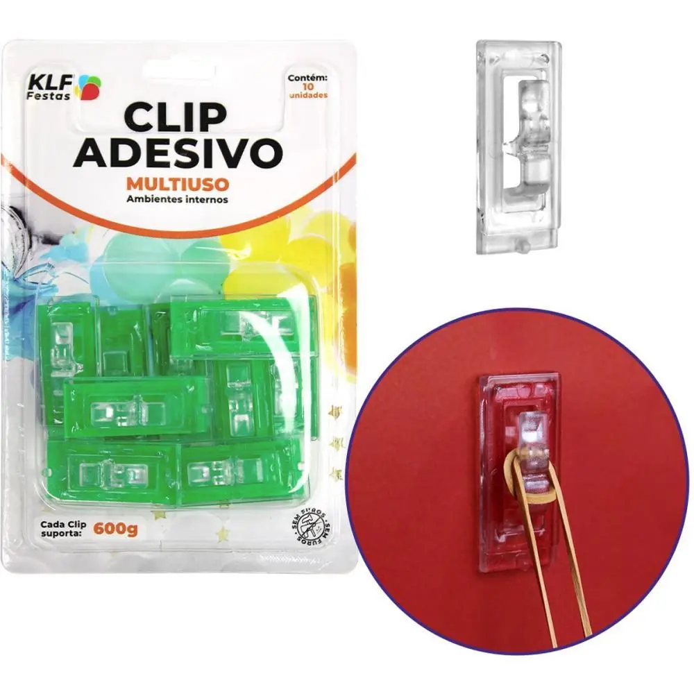 ARTIGO PARA FESTA CLIP ADESIVO MULTIUSO FIXACAO - CAIXA C/ 10 — foto 1 de 4