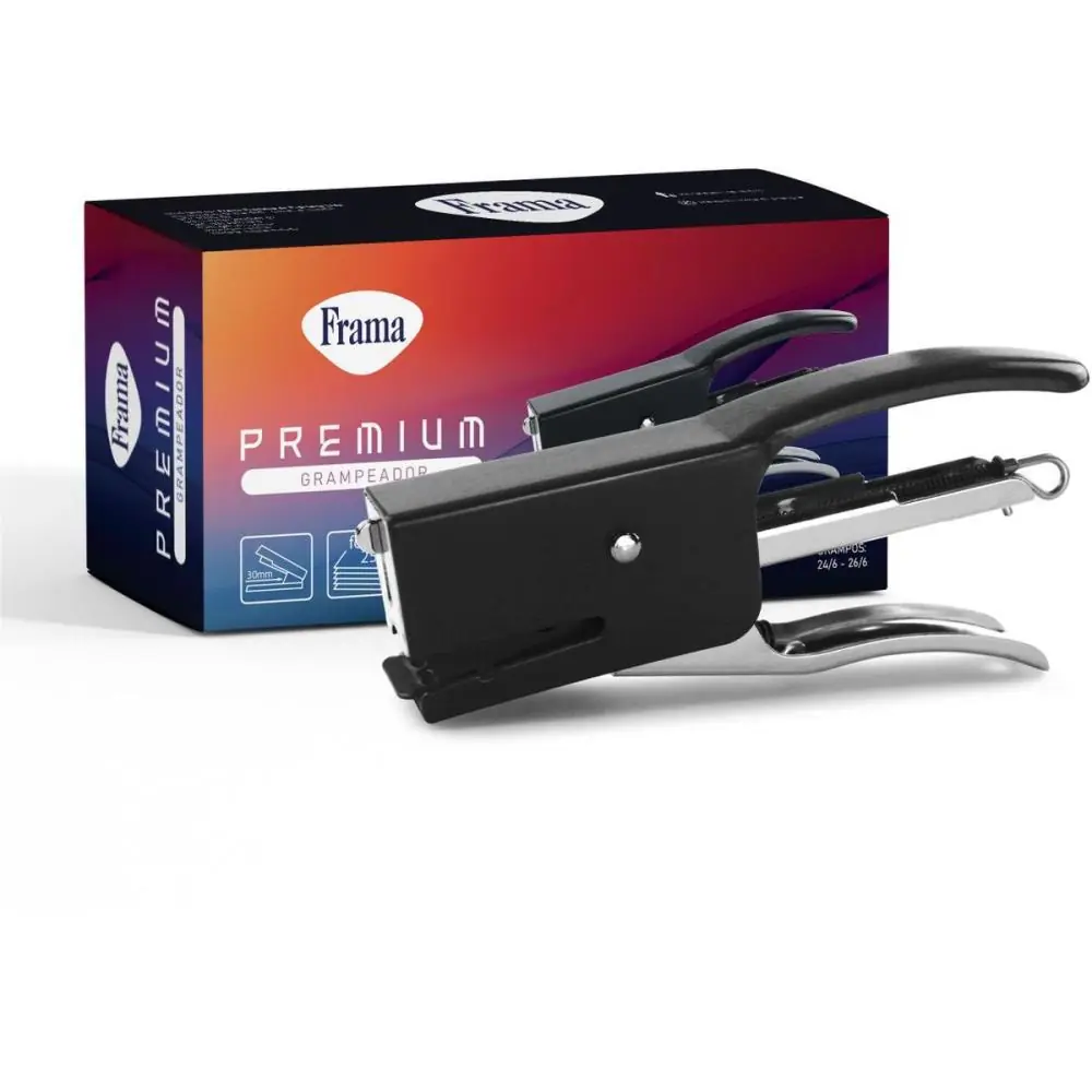 GRAMPEADOR ALICATE P/25FLS 26/6 METAL PRETO 15CM