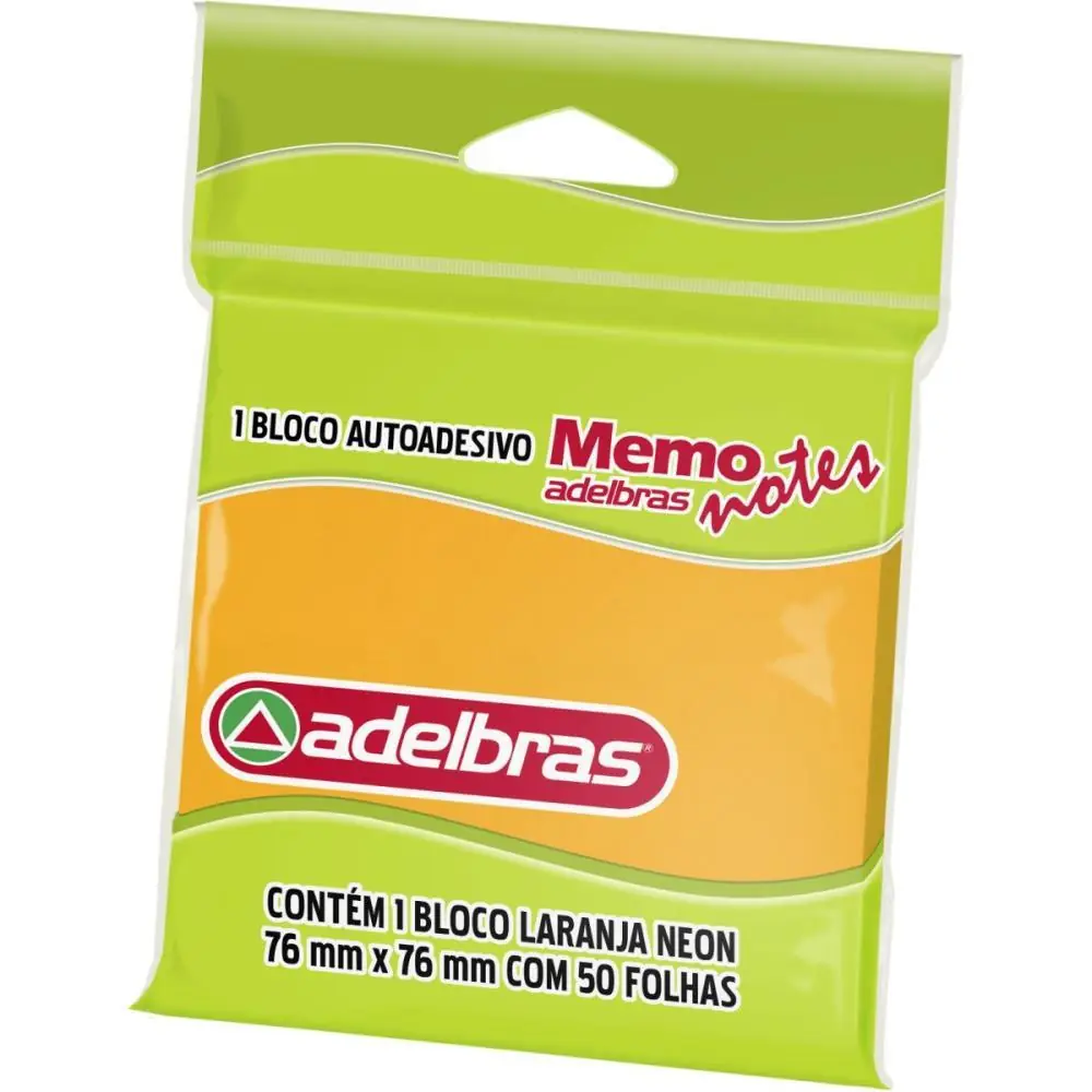 BLOCO DE RECADO AUTOADESIVO MEMONOTE LJ. NEON 76X76 50FLS