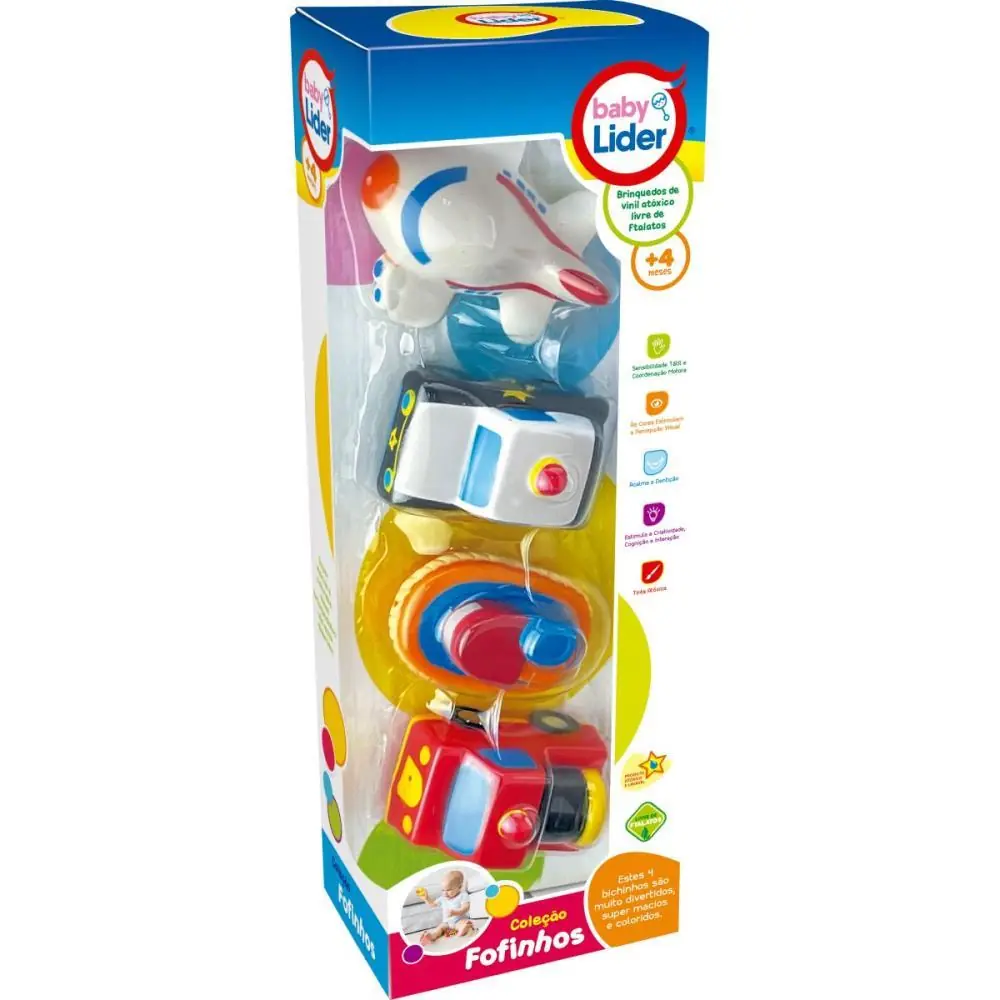 BRINQUEDO PARA BEBE COLECAO FOFINHOS TRANSPORTES - CAIXA C/ 4