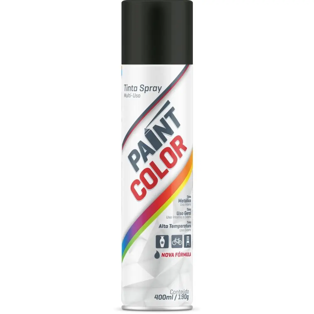 TINTA SPRAY PAINTCOLOR 400ML PRETO BRILHAN