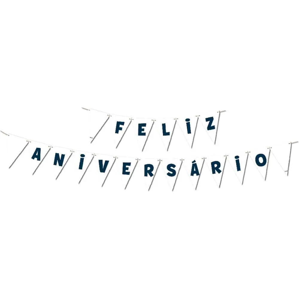 FAIXA DECORATIVA FELIZ ANIVERSARIO BRANCA