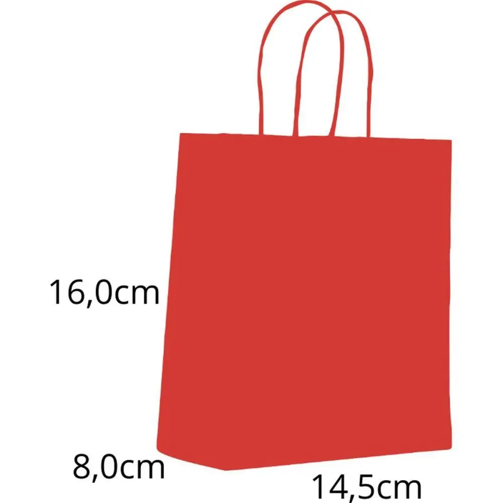 SACOLA PARA PRESENTE LISA VERMELHO VIVO PP 14,5X16X8CM - PACOTE C/ 10