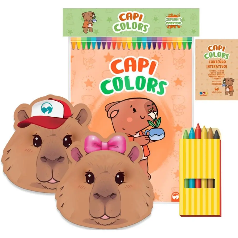 LIVRO INFANTIL COLORIR SUPER KIT CAPIVARAS C/GIZ — foto 1 de 2
