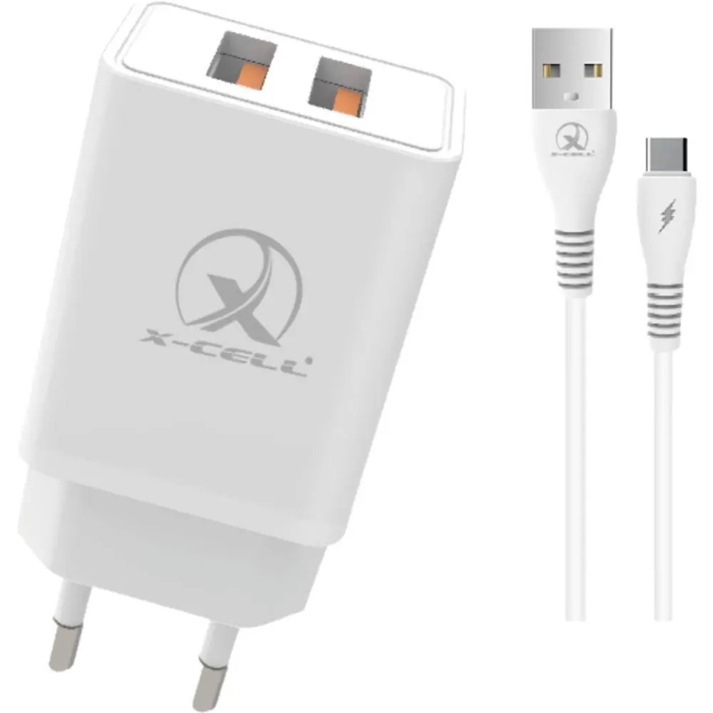 CARREGADOR CELULAR DE PAREDE 2X1 CABO TYPE C+USB 6A 1M C/CA — foto 1 de 2