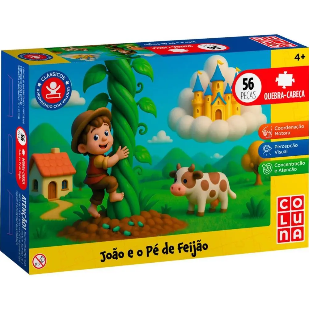QUEBRA-CABECA CARTONADO JOAO E O PE DE FEIJAO 56PECAS