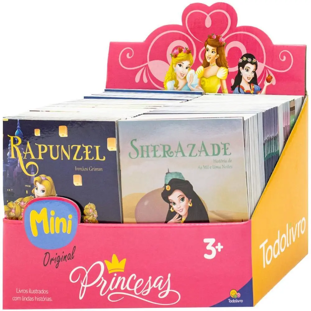 LIVRO INFANTIL ILUSTRADO MINIPRINCESAS 8 TITULOS - DISPLAY C/ 100