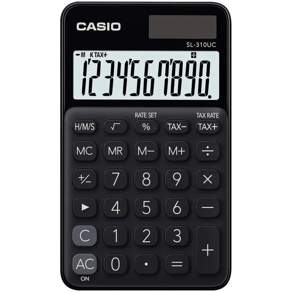 CALCULADORA DE BOLSO 10 DIG. PRETA SOL.BAT.FUN.H/TX — foto 1 de 3