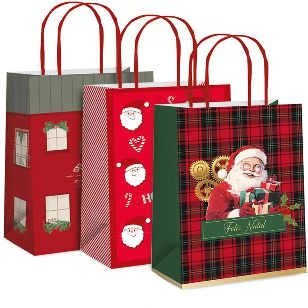 SACOLA PARA PRESENTE NATAL 32X26,5X13CM (S) - PACOTE C/ 10