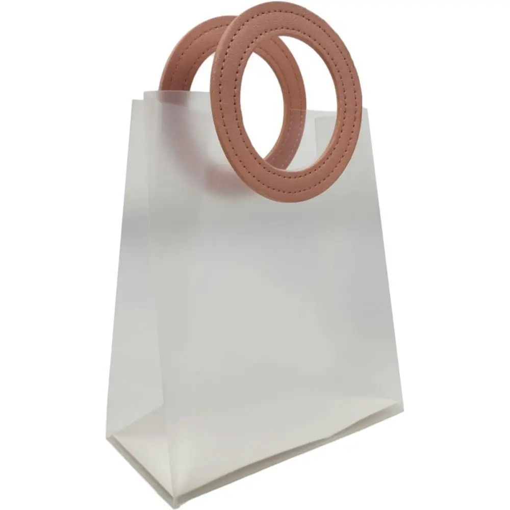 SACOLA PARA PRESENTE LISA PVC TRANSP/ROSE 16X8X18,5CM - PACOTE C/ 10 — foto 1 de 4