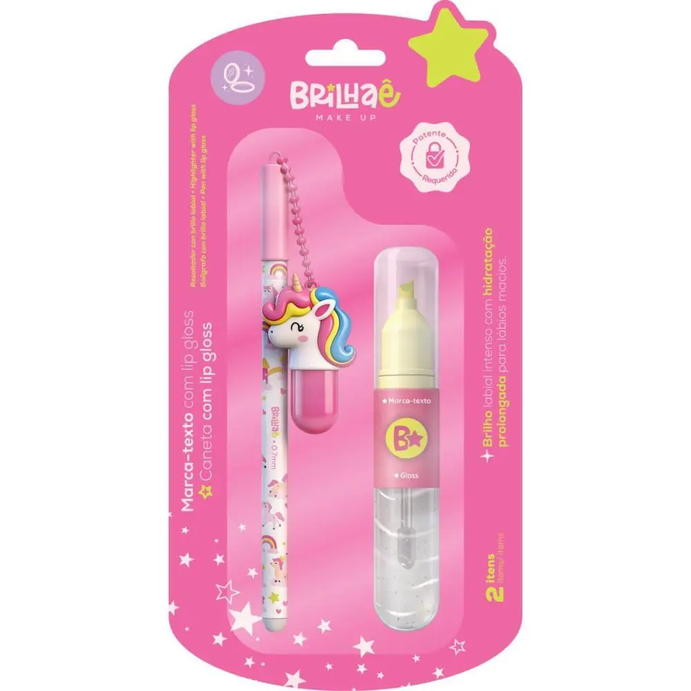 CANETA MARCA TEXTO BRILHAE C/LIPGLOSS+CANETA LIP - CAIXA C/ 2 — foto 1 de 2